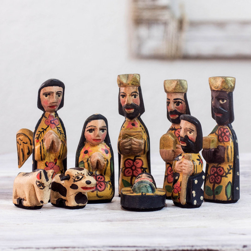 Novica 9 Piece Rejoice Handcrafted Nativity Scene Figurine Set Wayfair